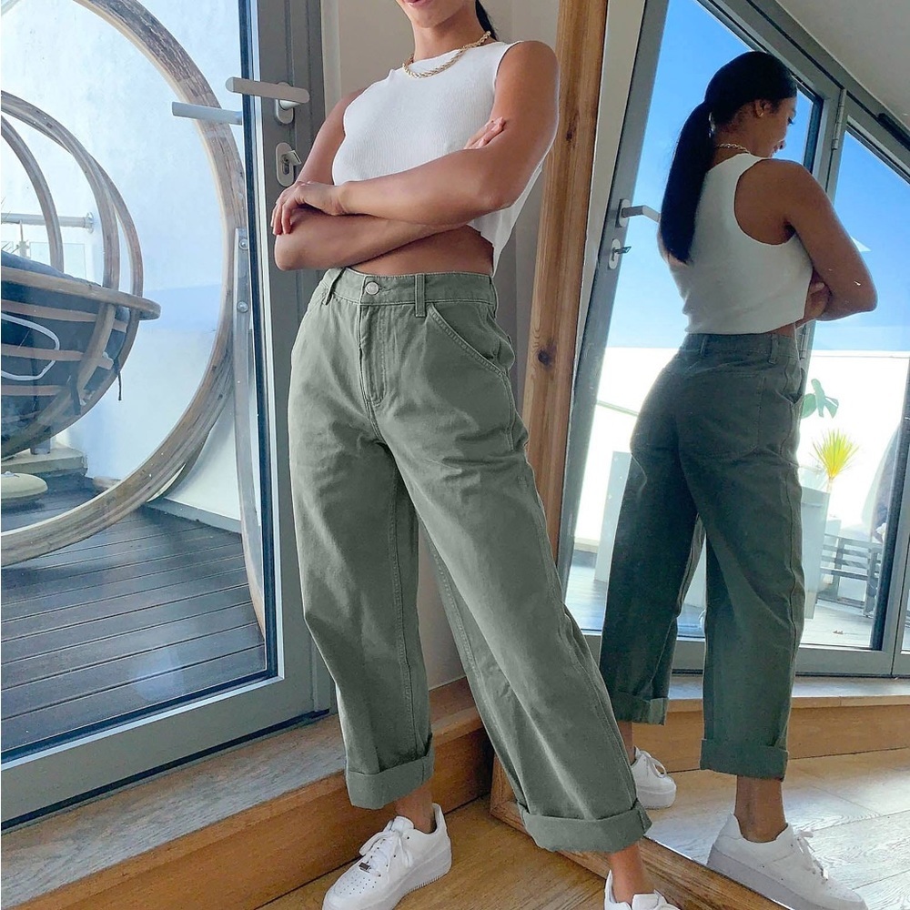 ASOS Khaki Vintage Green Chino Slouchy Pants 6